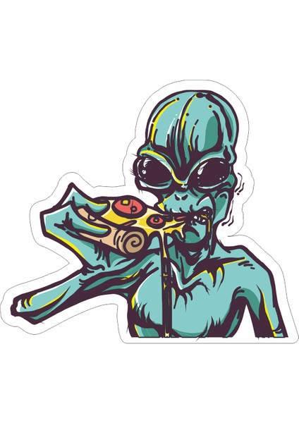 Allien Pizza Sticker-Etiket 7.5x8.5