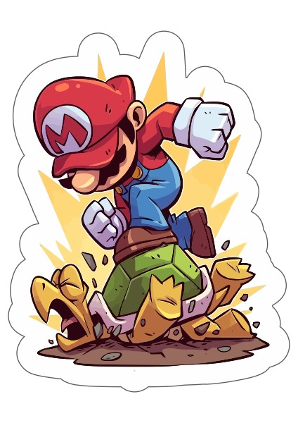 Angry Mario Sticker-Etiket 8x6
