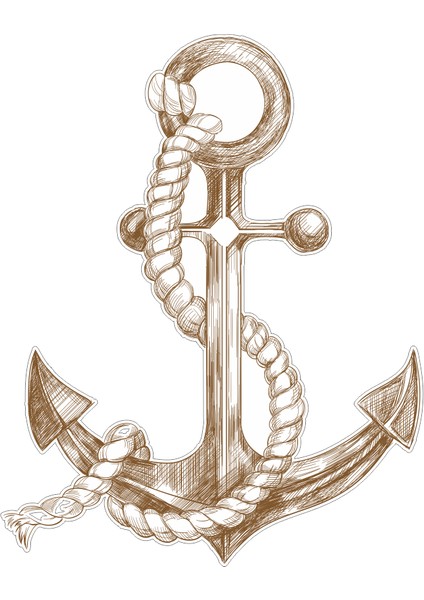 Anchor Sketch Sticker-Etiket 6.5x8