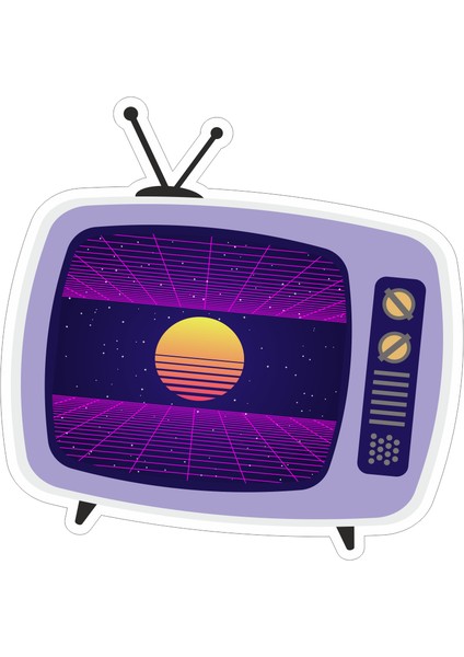 Retro Wave Tc Sticker-Etiket 8x8