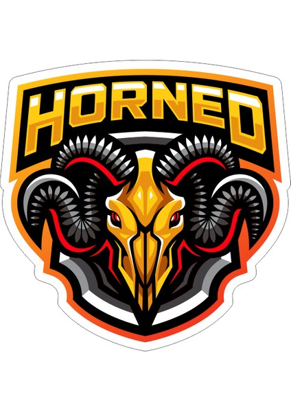 Horned Sticker-Etiket 8x8