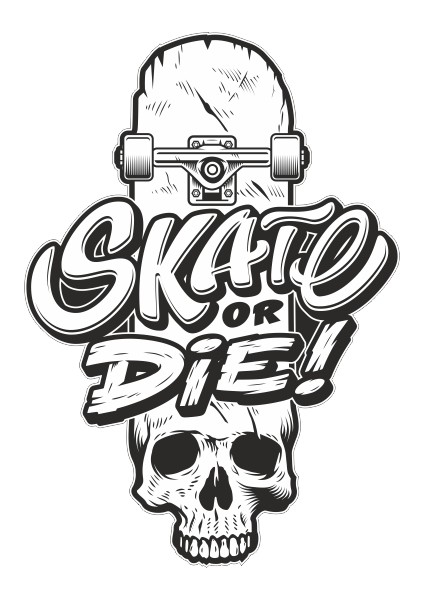 Skate Or Die Sticker-Etiket 8x6