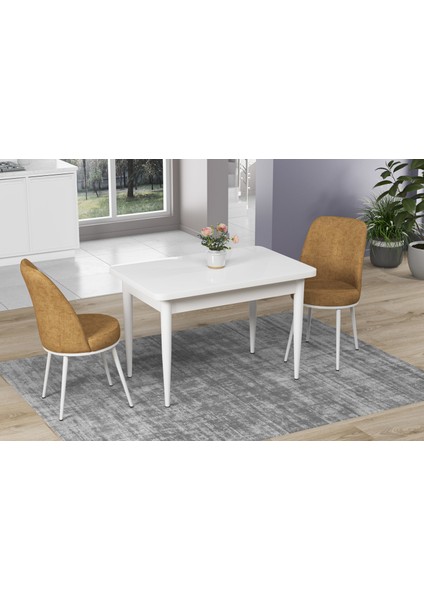Concept Nil Serisi Beyaz Yemek Masası Mutfak Masa Takımı + 2 Adet Sandalye