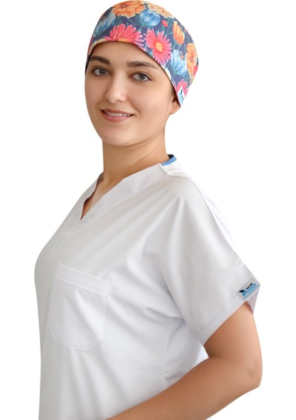 Renkli Çiçekli Doktor Hemşire Hastane Cerrahi Bonesi modelleri