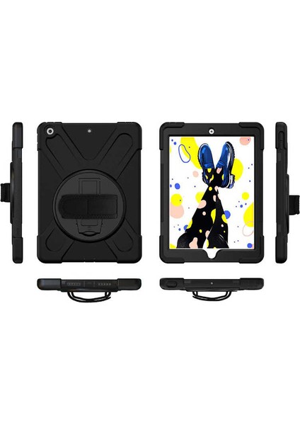 - Apple iPad 10.2 (8.nesil) - Tablet Kılıfı Boyun Ip Askılı El Tutmaçlı Koruyucu Zırh Tank Defender Kılıf