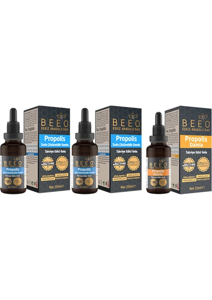 Bee' o  2'li 20 ml Suda Çözünür Propolis Damla 1'li 20 ml Propolis Damla