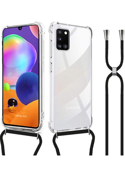 Galaxy A31 Boyun Askılı Şeffaf Tank Kılıf Siyah fiyatları