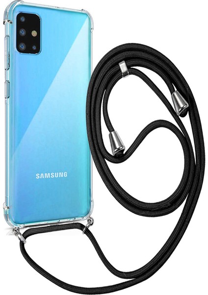 Samsung Galaxy A71 Boyun Askılı İpli Şeffaf Tank Kılıf