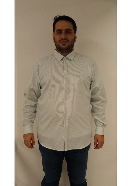 Büyük Beden Yeşil Çizgili Erkek Gömlek fiyatları