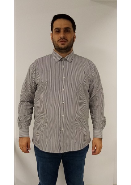Büyük Beden Siyah Çizgili Erkek Gömlek fiyatları