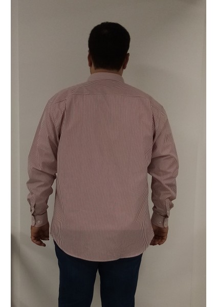 Büyük Beden Bordo Çizgili Erkek Gömlek fırsatları
