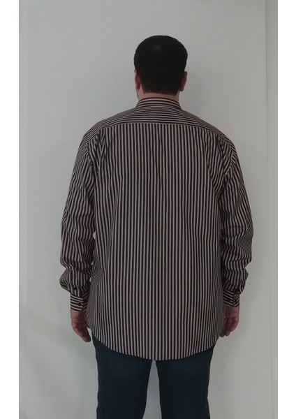 Büyük Beden Siyah Kırmızı Çizgili Erkek Gömlek fırsatları