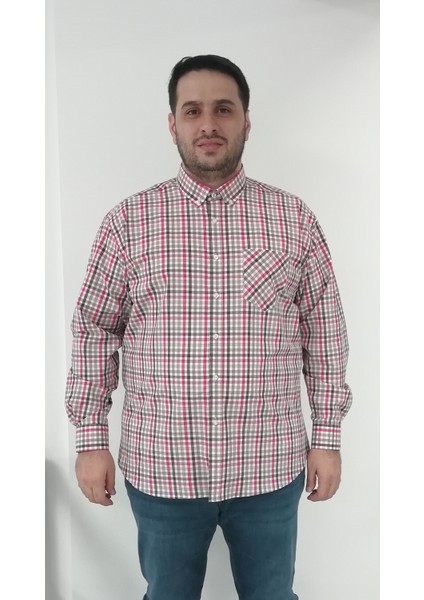 Büyük Beden Ekose Bej Erkek Gömlek fiyatları