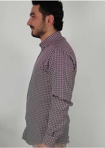 Slim Fit Ekose Bordo Erkek Gömlek fiyatları