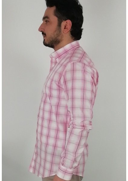 Slim Fit Ekose Pembe Erkek Gömlek fiyatları