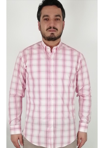 Slim Fit Ekose Pembe Erkek Gömlek indirimleri