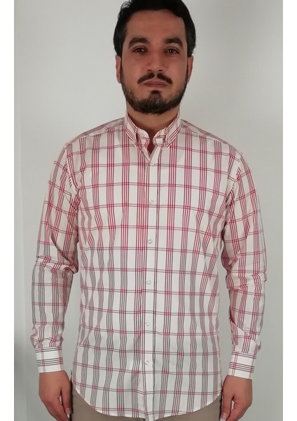 Slim Fit Ekose Bordo Erkek Gömlek indirimleri