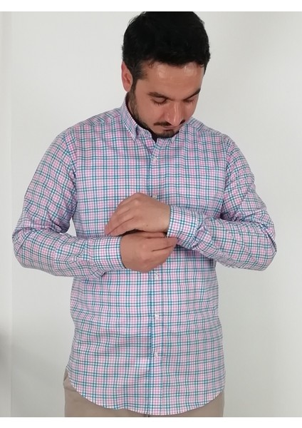 Slim Fit Çizgili Pembe Erkek Gömlek fırsatları