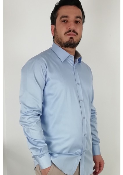 Slim Fit Açık Mavi Erkek Gömlek