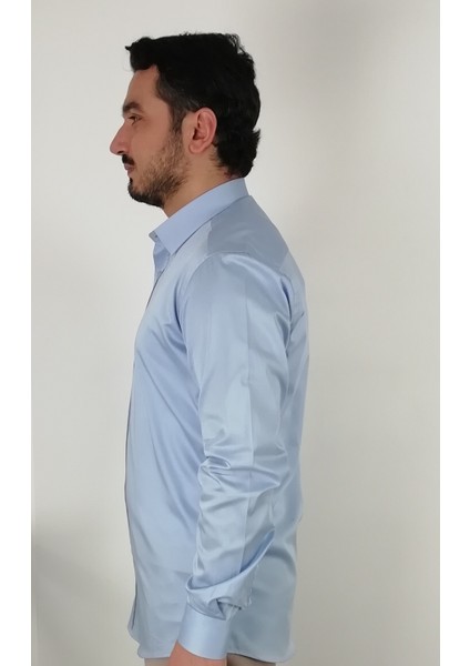 Slim Fit Açık Mavi Erkek Gömlek