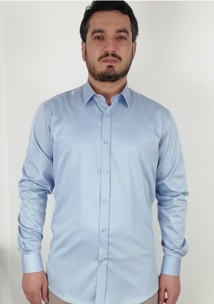 Slim Fit Açık Mavi Erkek Gömlek
