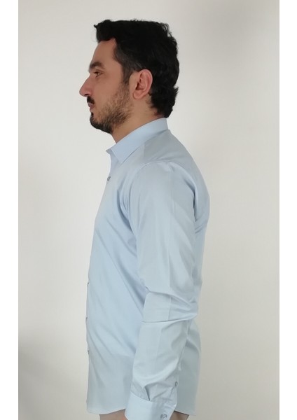 Slim Fit Açık Mavi Erkek Gömlek