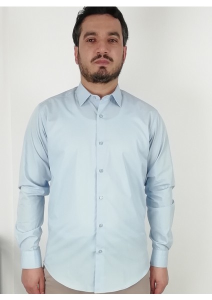 Slim Fit Açık Mavi Erkek Gömlek