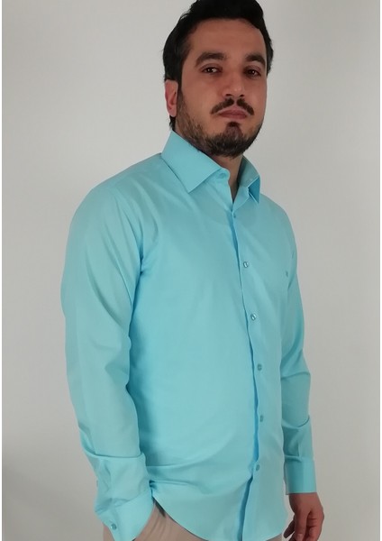 Slim Fit Turkuvaz Erkek Gömlek