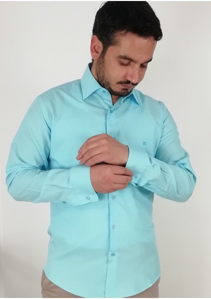 Slim Fit Turkuvaz Erkek Gömlek fırsatları