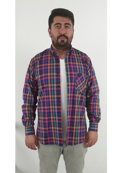 Regular Fit Ekose Likralı Erkek Gömlek