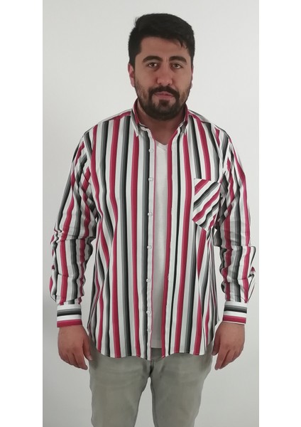 Regular Fit Çizgili Likralı Erkek Gömlek fırsatları