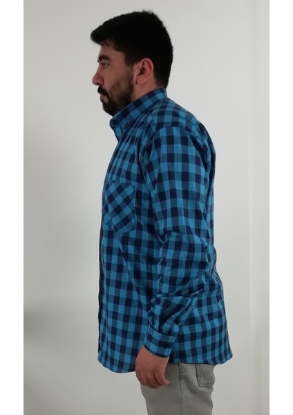 Regular Fit Pitikareli Likralı Erkek Gömlek