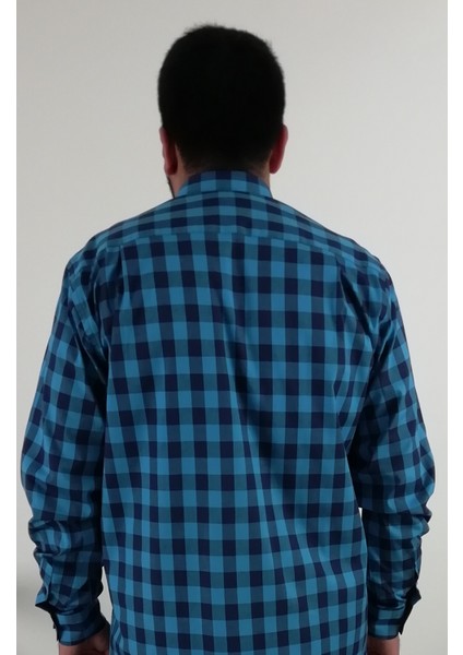 Regular Fit Pitikareli Likralı Erkek Gömlek