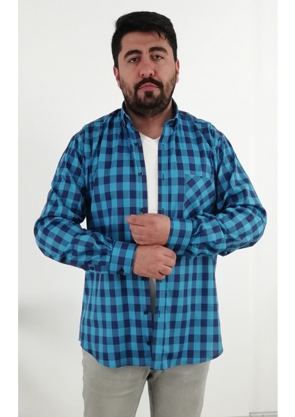 Regular Fit Pitikareli Likralı Erkek Gömlek