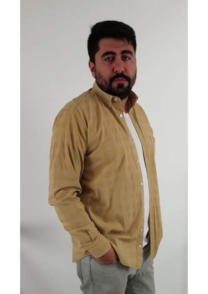 Regular Fit Pitikareli Likralı Erkek Gömlek