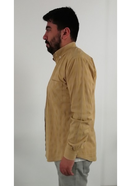 Regular Fit Pitikareli Likralı Erkek Gömlek