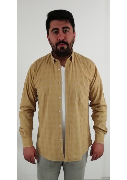 Regular Fit Pitikareli Likralı Erkek Gömlek