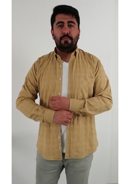 Regular Fit Pitikareli Likralı Erkek Gömlek
