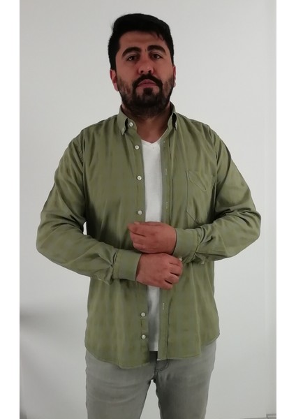 Regular Fit Pitikareli Likralı Erkek Gömlek