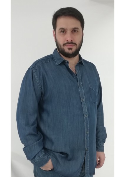 Büyük Beden Kot Erkek Gömlek