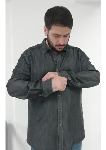 Büyük Beden Kot Erkek Gömlek
