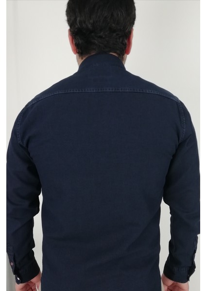 Slim Fit İndigo Oxford Erkek Gömlek modelleri
