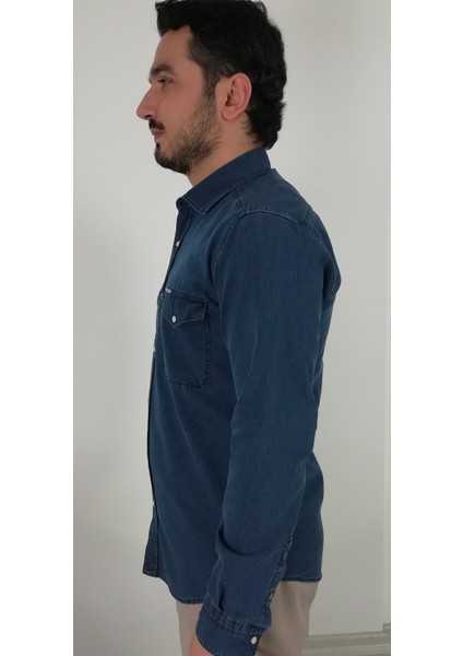 Slim Fit İndigo Oxford Erkek Gömlek fiyatları