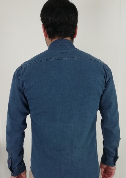 Slim Fit İndigo Oxford Erkek Gömlek modelleri