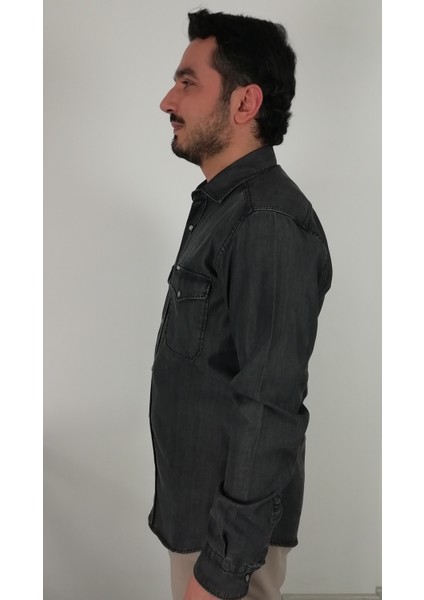 Slim Fit Kot Erkek Gömlek