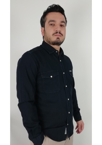 Slim Fit Kot Erkek Gömlek
