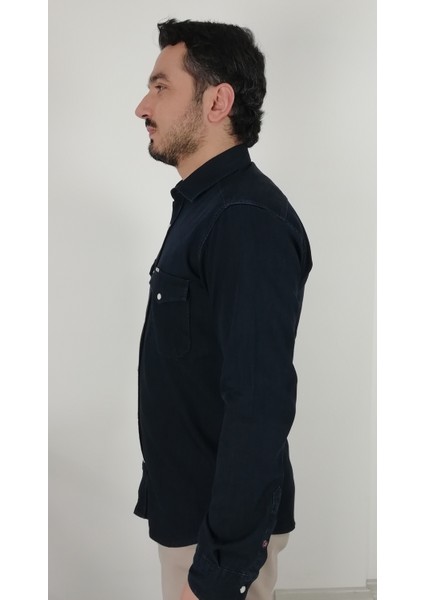 Slim Fit Kot Erkek Gömlek