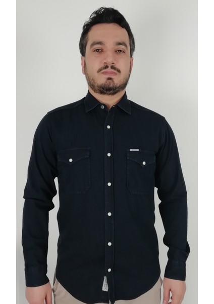 Slim Fit Kot Erkek Gömlek