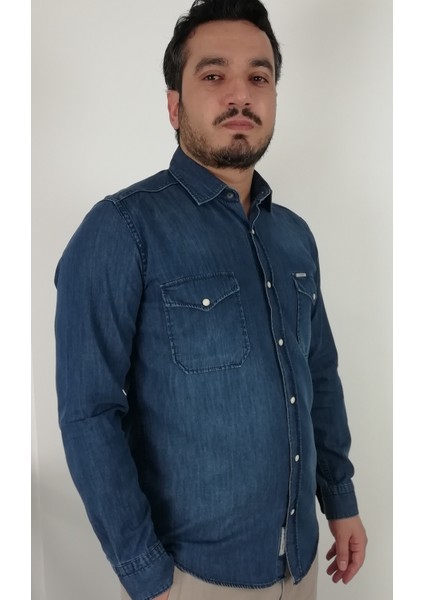 Slim Fit Kot Erkek Gömlek