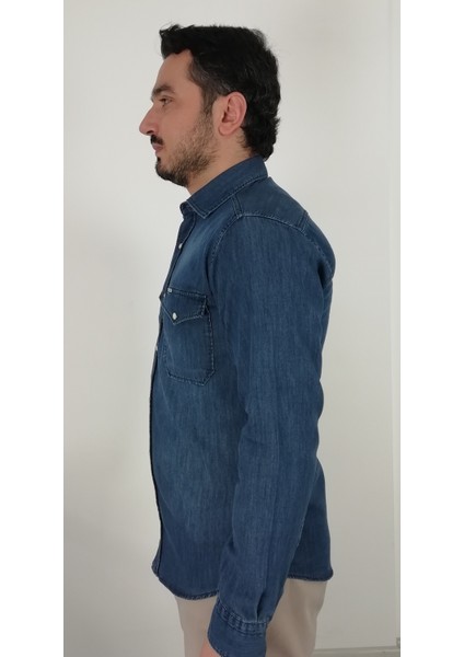 Slim Fit Kot Erkek Gömlek